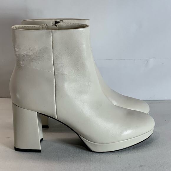Calvin Klein Shoes - CALVIN KLEIN Women's Ivory Leather Uda Platform Block-Heel Dress Booties SZ 7